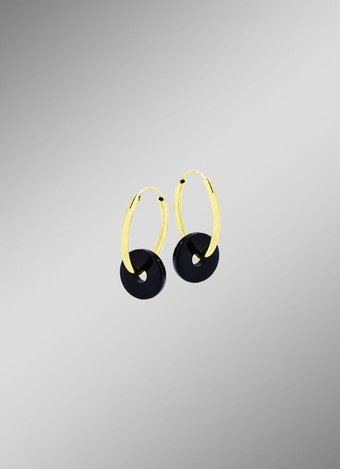 Schlichte Creolen mit echt Onyx 