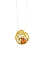 Begeisternder Anhänger mit Bernstein und synth. Zirkonia 