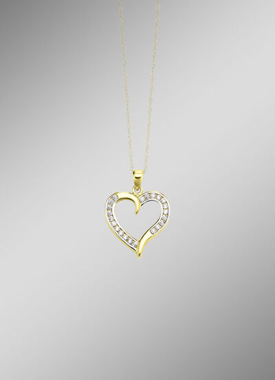 Romantischer Herz-Anh&auml;nger mit synth. Zirkonia 