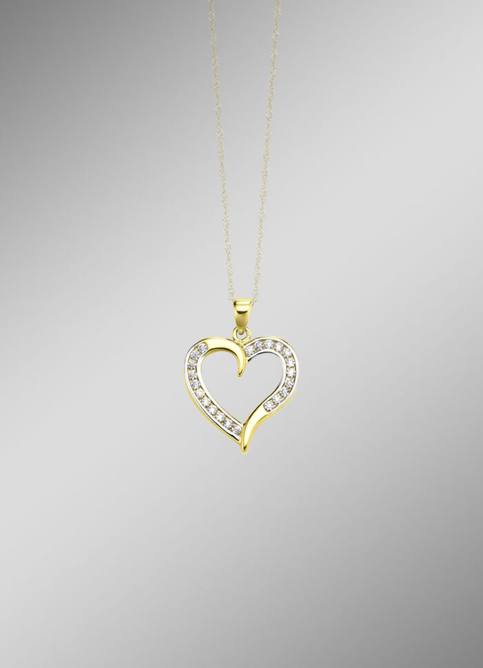 Romantischer Herz-Anhänger mit synth. Zirkonia 