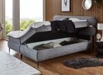 Boxspringbett mit LED-Beleuchtung und Topper ANTHRAZIT