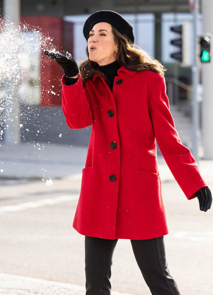 Longjacke mit stilvoll verdeckter Knopfleiste 