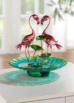 Tischbrunnen mit rosafarbenen Flamingos 