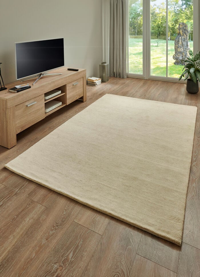 Br&uuml;cken und Teppiche aus Schurwolle BEIGE