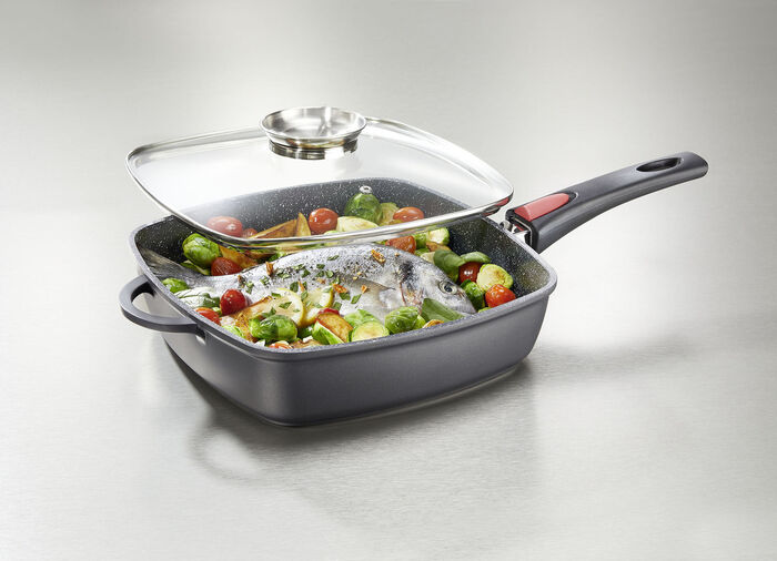 "King" Rechteckpfanne aus Aluguss ANTHRAZIT