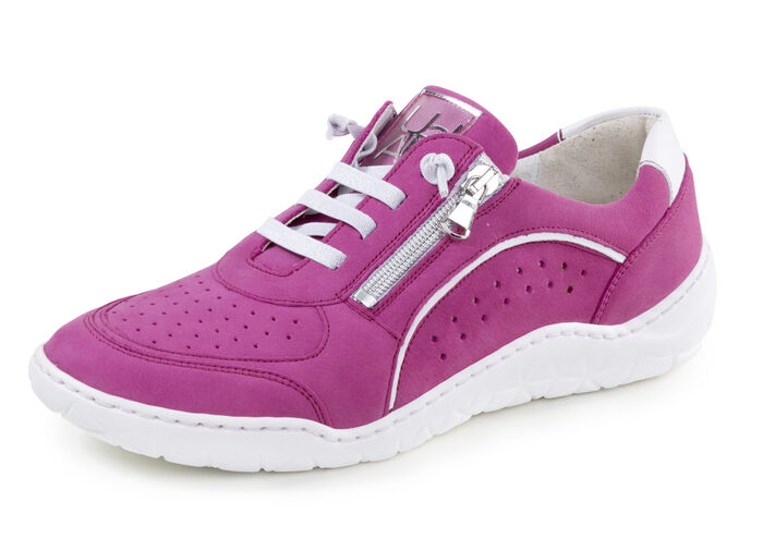 Waldläufer Sneaker mit Perforation PINK-WEISS