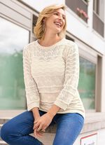 Pullover im dekorativen Wellendessin mit Mustermix 