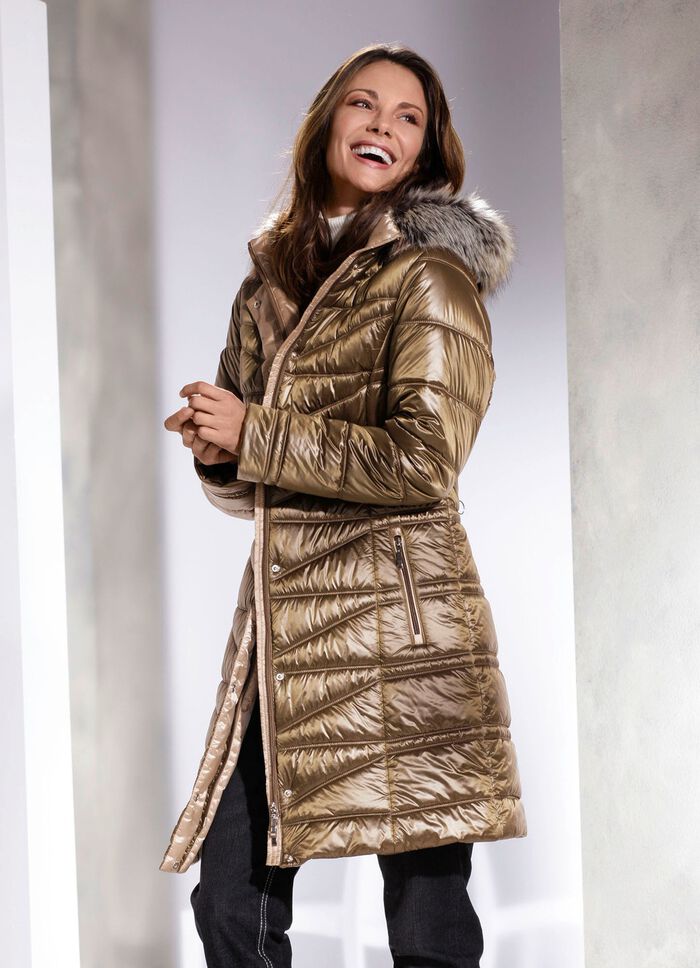 Daunen-Kurzmantel mit Windfang&auml;rmeln 