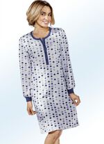 Zweierpack Nachthemden, Langarm mit Knopfleiste und B&uuml;ndchen MARINE/T&Uuml;RKIS