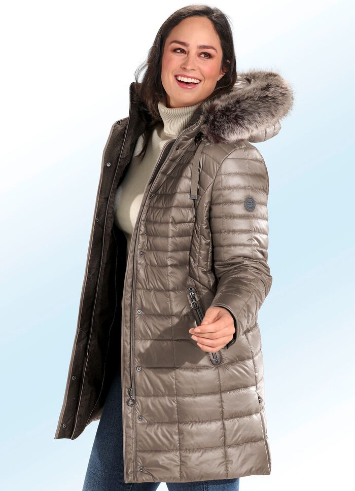 Kurzmantel mit Akzenten aus Nappaleder-Imitat KIESEL