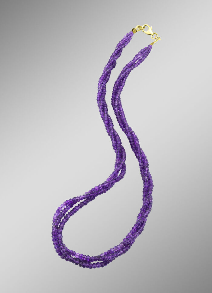 Klassische 3-reihige Halskette mit echt Amethyst 
