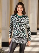 Longshirt mit kontrastfarbenem Bündchen in 2 Farben FLASCHENGRÜN