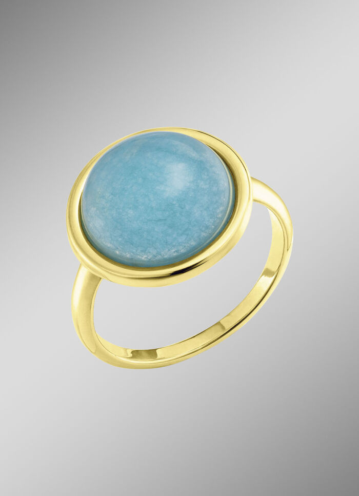 Eleganter Damenring mit echt blauem Chalcedon 