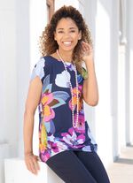 Shirt-Tunika mit floralem Dessin 