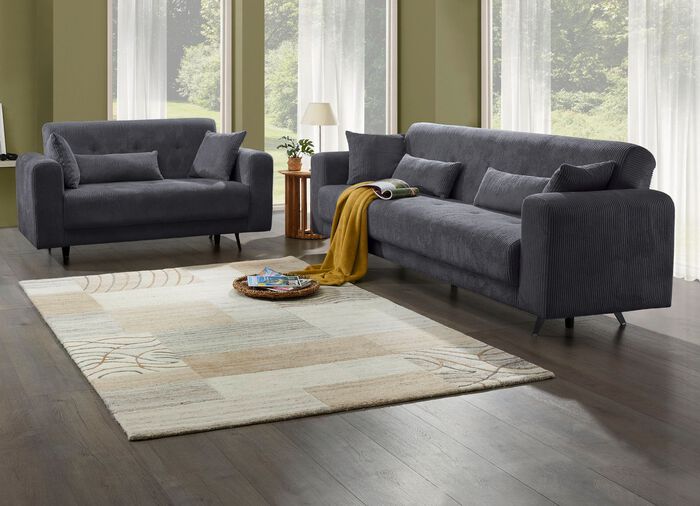 Moderne Polstermöbel mit trendigem Cord-Bezug ANTHRAZIT