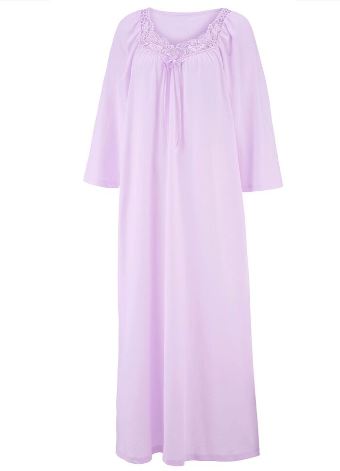 Nachthemd, kn&ouml;chellang und Stickereispitze  