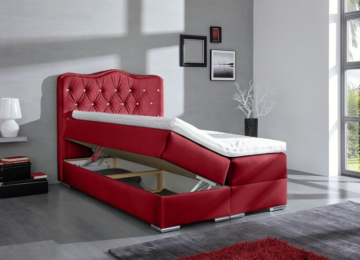Boxspringbett mit edlem Kunstlederbezug ROT