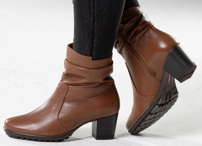 ELENA EDEN, modische Damen-Stiefeletten, Weite G, mit herausnehmbarem Fußbett COGNAC