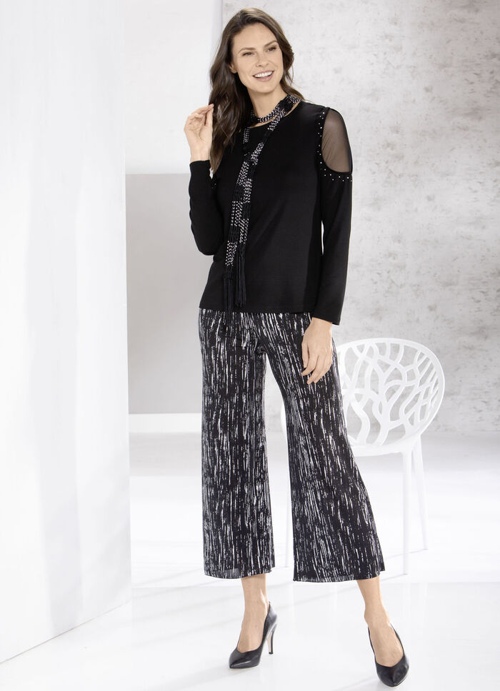 Shirt-Tunika mit Netz-Einsatz 