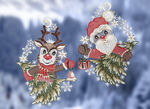 Fensterbild mit Santa und Rudolph-Motiv, 2er-Set 