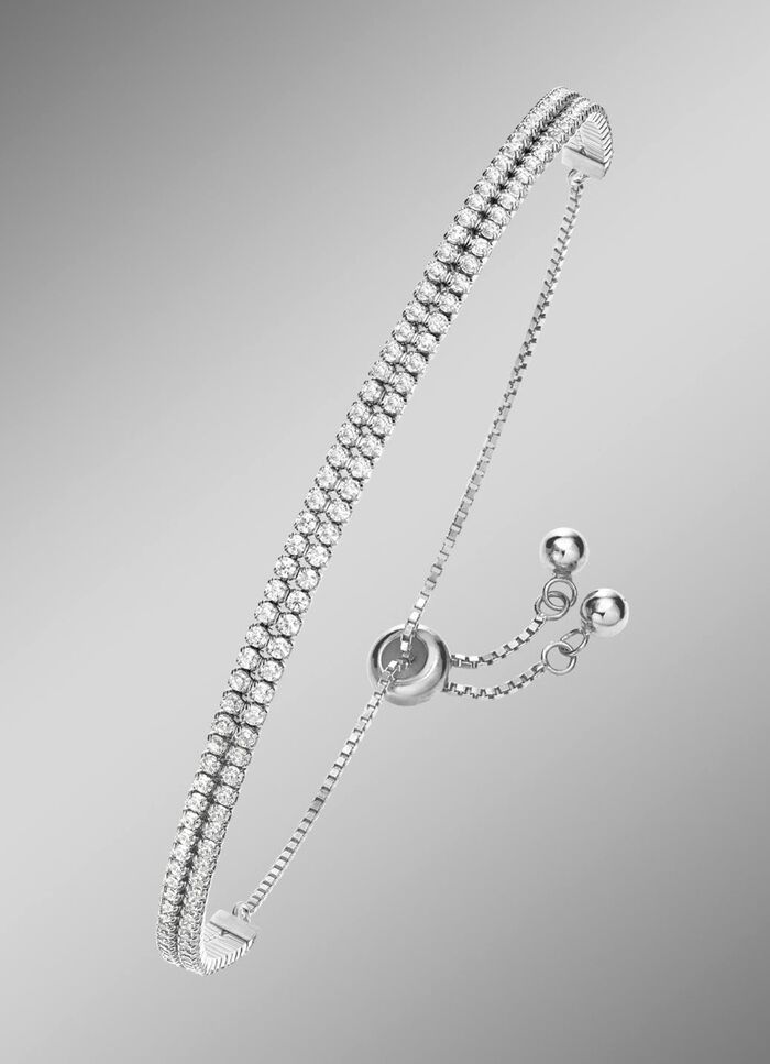 Elegantes doppelreihiges Armband mit synth. Zirkonia 