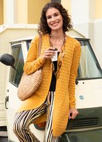 Long-Strickjacke mit Ajourdessin SAFRAN