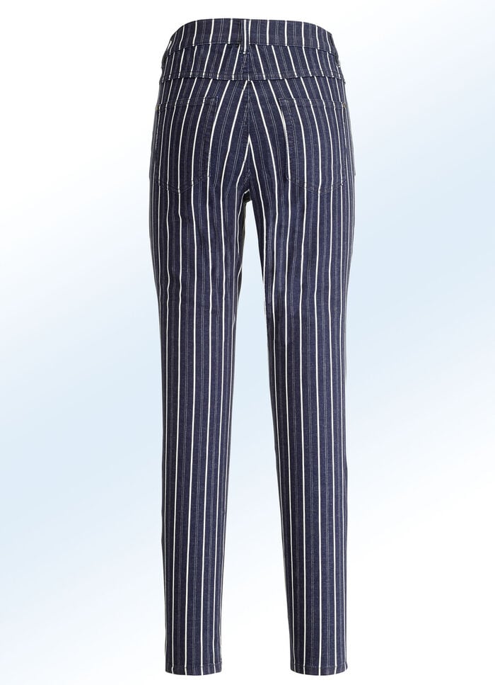 Jeans in aparter Streifendessinierung DUNKELBLAU-ECRU