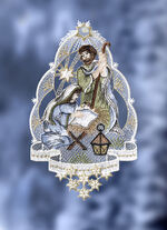 Fensterbild Krippe aus echter Plauener Spitze 