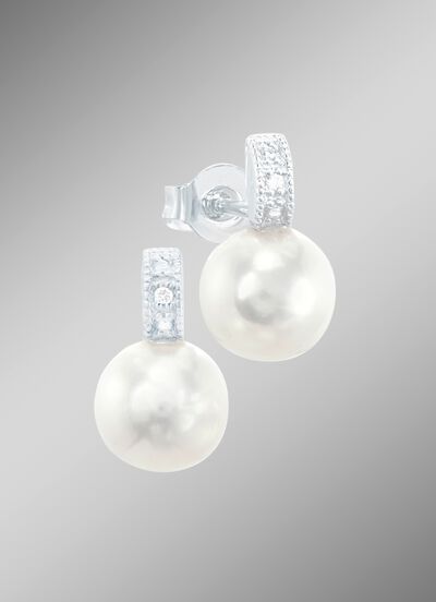 Ohrstecker mit S&uuml;&szlig;wasser-Zuchtperle und Brillanten 