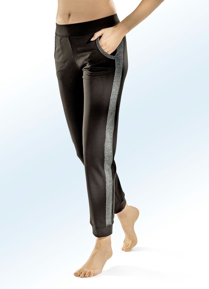 Hose mit Kontrast-Eins&auml;tzen in 3 Farben SCHWARZ