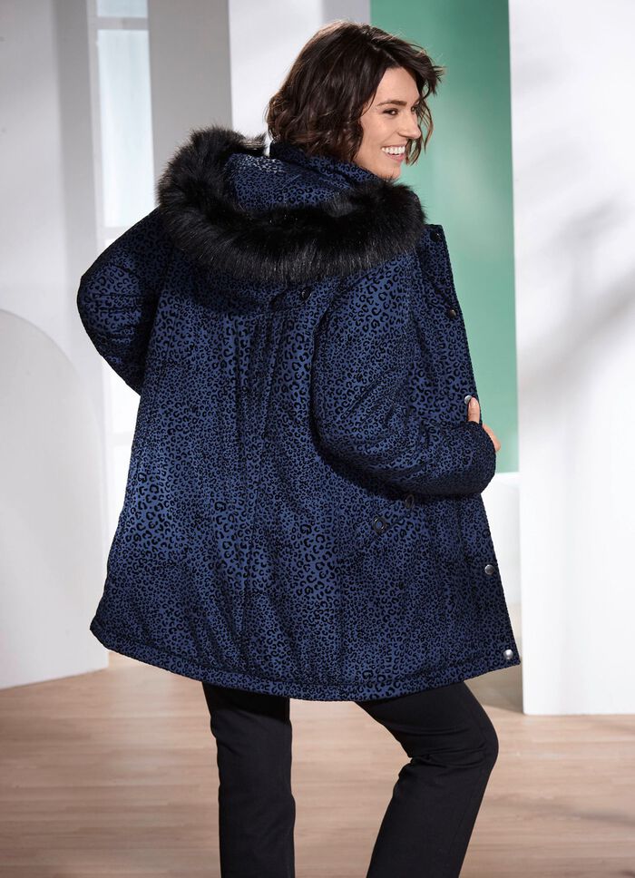 Longjacke mit Raubtierfell-Dessin 