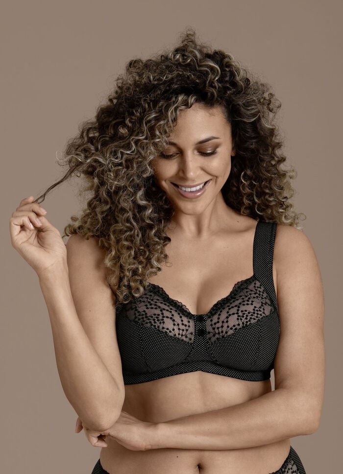 Schwarzer Anita BH mit Tupfendessin 