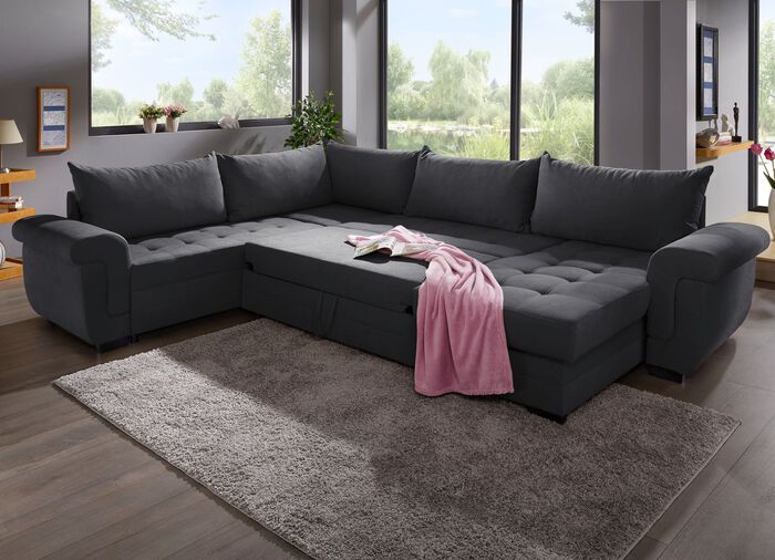 Moderne Polsterm&ouml;bel mit Schlaffunktion ANTHRAZIT