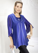 Blusen-Set 2-tlg. mit Stickereizier und Strasssteinchen 