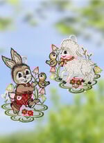 Fensterbilder mit Plauener Spitze, 2er-Set 