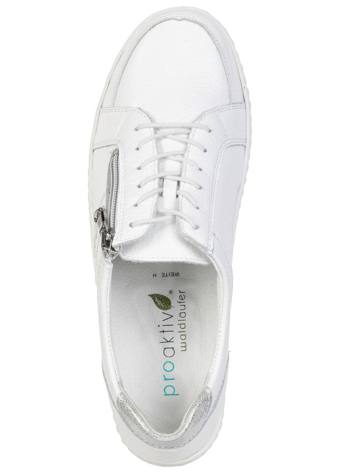 Waldl&auml;ufer, bequeme Damen-Schn&uuml;rschuhe, Weite H, mit herausnehmbarem Fu&szlig;bett WEISS-SILBER