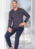 Schlafanzug mit V-Ausschnitt und B&uuml;ndchenabschl&uuml;ssen 