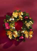 Beleuchteter Tannenkranz ROT-GOLD