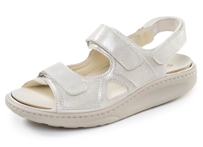 Waldl&auml;ufer, bequeme Damen-Sandalen, Weite H, mit herausnehmbarem Fu&szlig;bett CHAMPAGNER