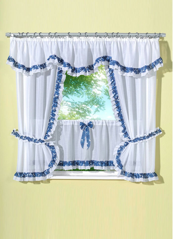 Fensterdekoration in verschiedenen Farben WEISS-BLAU