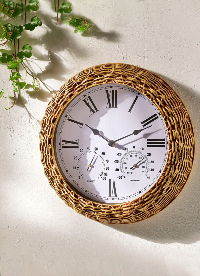 Au&szlig;enwanduhr im Rattan-Look 