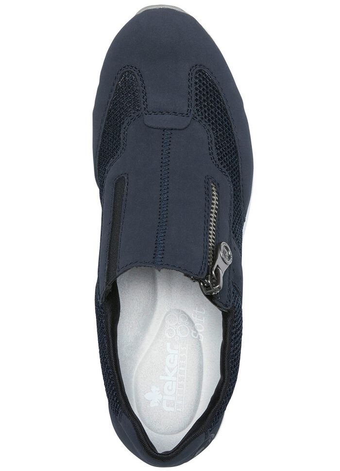 Rieker Slipper aus weichem Nubuk- und Textilmaterial DUNKELBLAU