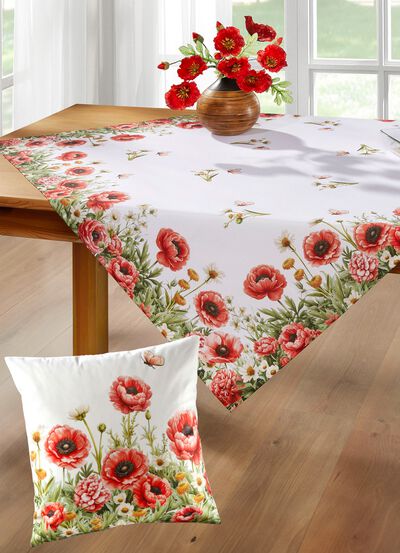 Tisch- und Raumdekoration mit Mohnblumen-Motiv 