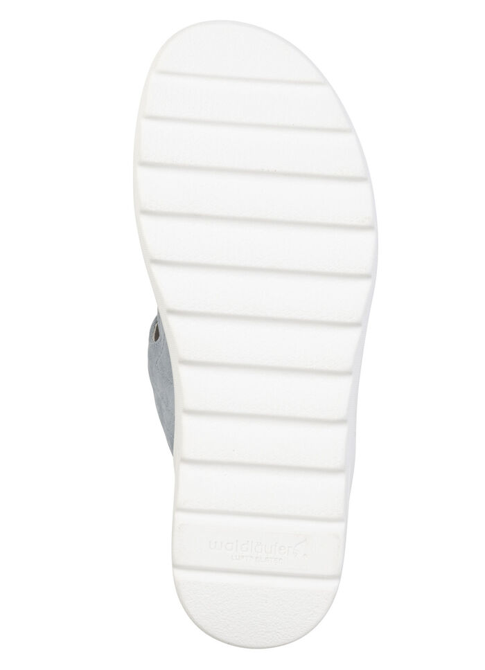 Waldläufer, bequeme Damen-Pantoletten, Weite H, mit herausnehmbarem Fußbett BLEU