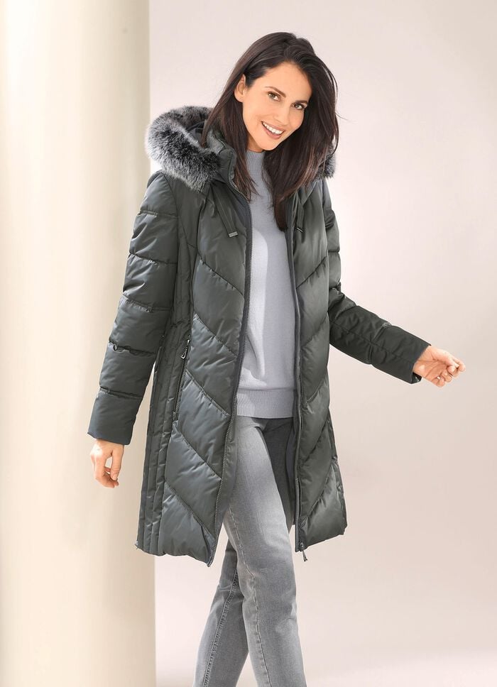 Funktions-Kurzmantel mit fester Kapuze GRAFIT