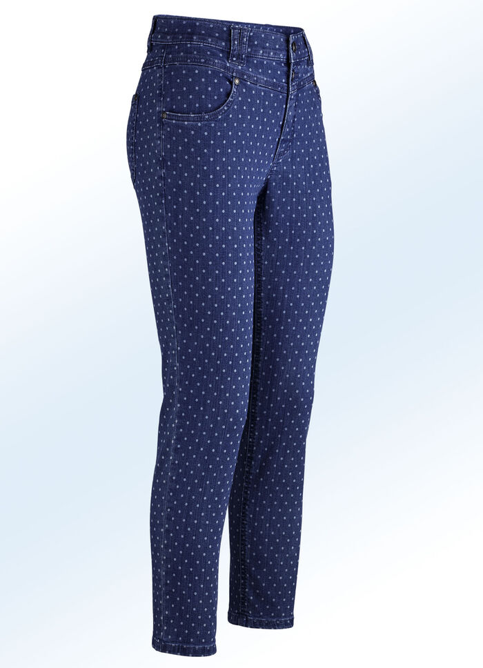 Jeans mit angesagter Punktedessinierung DUNKELBLAU