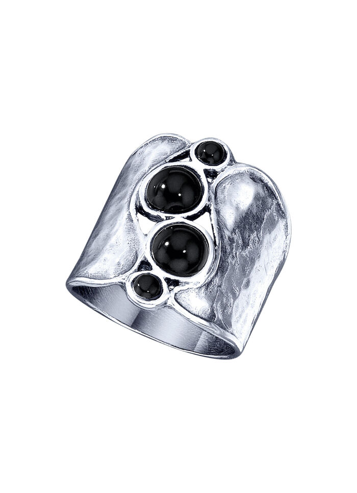 Massiver Damenring mit echt Onyx 