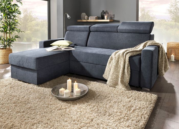 Polsterm&ouml;bel mit Bettfunktion und verstellbaren Kopfst&uuml;tzen DUNKELGRAU