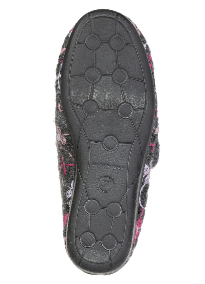 Gefütterte Damen-Hausschuhe, mit Klettverschluss ANTHRAZIT