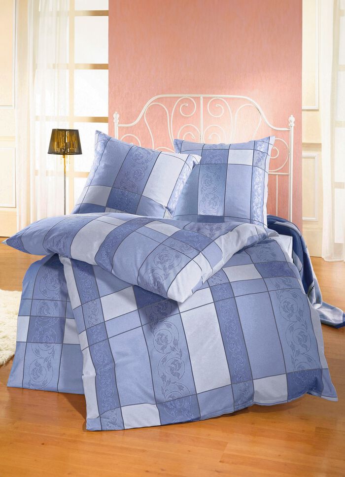 Bettw&auml;sche-Garnitur in 2 hochwertigen, b&uuml;gelleichten Qualit&auml;ten BLAU